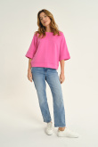 Różowa luźna bluza z rękawem 3/4