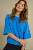 Luźna bluza z rękawem 3/4 niebieska