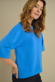 Luźna bluza z rękawem 3/4 niebieska