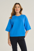 Luźna bluza z rękawem 3/4 niebieska