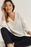 Basicowa biała bluza z rękawem 3/4