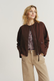 Czekoladowa kurtka typu bomber