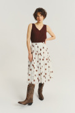 Biała spódnica midi w stylowe kropki