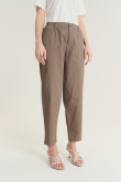 Oliwkowe spodnie z gumką w talii
