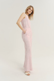 Eleganckie szerokie spodnie w jasnoróżowym kolorze