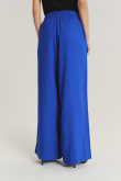 Szerokie kobaltowe spodnie z mieszanki lnu i wiskozy
