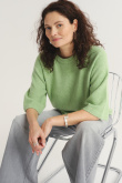 Zielony luźny sweter z domieszką wełny