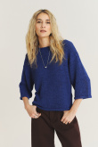Luźny granatowy sweter z rękawem 3/4