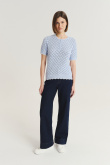 Ażurowy sweterkowy top w kolorze baby blue