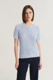 Ażurowy sweterkowy top w kolorze baby blue