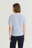 Ażurowy sweterkowy top w kolorze baby blue