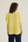 Luźny żółty sweter z krótkim rękawem