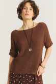 Brązowy sweter z krótkim rękawem