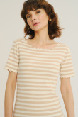 Biało-beżowy top z krótkim rękawem