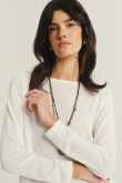 Biały top z długim rękawem
