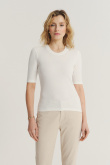Biały top z rękawem do łokcia