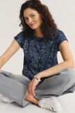 Top z niebieskim printem krótkie rękawy
