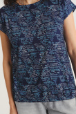 Top z niebieskim printem krótkie rękawy