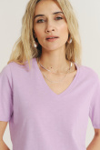Lawendowy top z krótkim rękawem