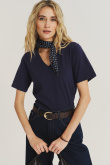 Granatowy top z krótkim rękawem