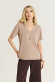 Bawełniany top w beżowym kolorze