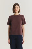 Basicowy t-shirt w kolorze ciemnej czekolady