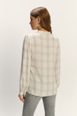 Efektowna beżowa bluzka w kratę