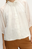 Lekka kremowa koszula z rękawem 3/4