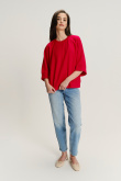 Czerwona bluza oversize z rękawem do łokcia