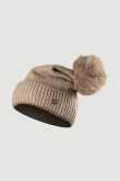 Stylowa czapka z pomponem jasny brąz