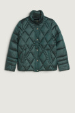 Ciemnozielona pikowana kurtka z kołnierzem 
