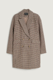 Elegancki dwurzędowy płaszcz w subtelną kratę
