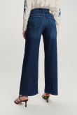 Klasyczne granatowe jeansy typu wide leg