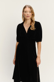 Klasyczna czarna sukienka midi z dekoltem V
