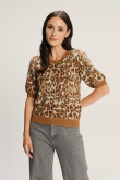 Sweter z krótkim rękawem w zwierzęcy print 