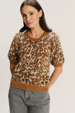 Sweter z krótkim rękawem w zwierzęcy print 
