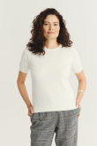Wiskozowy sweter z krótkim rękawem biały