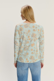 Dopasowany sweter w kwiaty w pastelowych kolorach