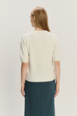 Sweter z krótkim rękawem z dodatkiem wiskozy kremowy