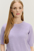 Lawendowy sweter z krótkim rękawem