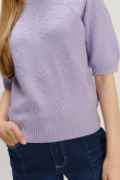 Lawendowy sweter z krótkim rękawem