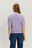Lawendowy sweter z krótkim rękawem