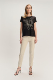 Czarny casualowy top z nadrukiem