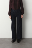 Ciemnogranatowe jeansy wide leg