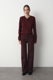 Bordowe jeansy wide leg