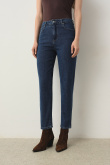 Granatowe jeansy mom fit
