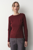 Bordowy longsleeve w stylu basic