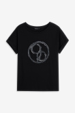 Czarny t-shirt z grafiką z przodu