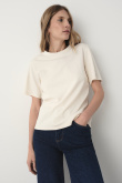 Bawełniany t-shirt w kremowym kolorze