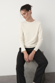 Bawełniany longsleeve w kolorze kremowym 